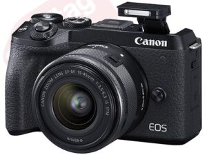 Canon EOS M6 Mark II Camera Black + 3 Lens Kit 15-45mm STM + 32GB + Flash