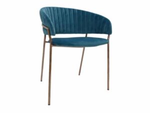 Occasional Velvet Chair With Gold Metal Legs