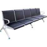 5 Seater Black Plastic Coated Waiting Area Bench
