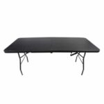 Mesa dobrável rattan preto 1.8m
