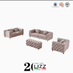 Nova Promoção Sofá Seccional de Luxo Europeu para Sala de Estar em Veludo / Tecido de Linho Conjunto de Móveis de Lazer 1+2+3