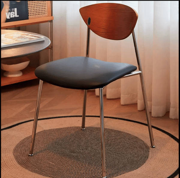 Móveis de Design para Sala de Jantar Nórdica Cadeiras de Couro Modernas Luxuosas com Pernas de Metal Cadeira de Jantar de Madeira - Imagem 3