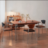 Móveis de Design para Sala de Jantar Nórdica Cadeiras de Couro Modernas Luxuosas com Pernas de Metal Cadeira de Jantar de Madeira - Imagem 4