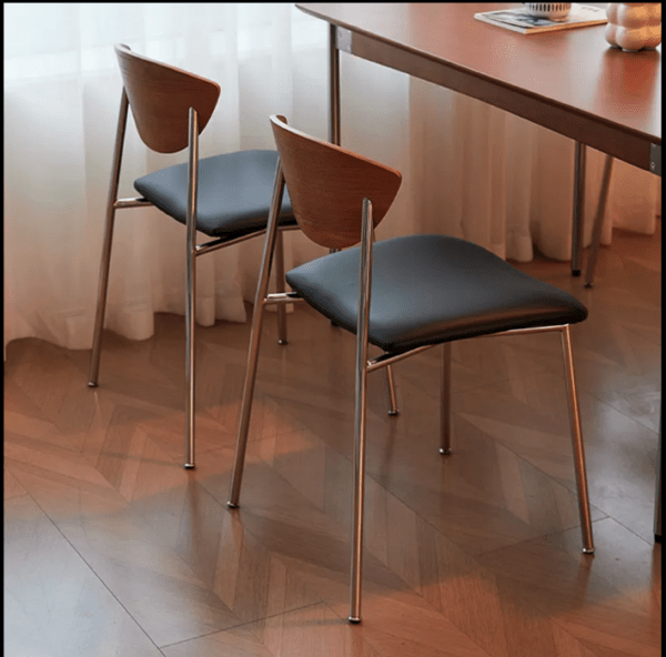 Móveis de Design para Sala de Jantar Nórdica Cadeiras de Couro Modernas Luxuosas com Pernas de Metal Cadeira de Jantar de Madeira - Imagem 5
