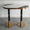 Mesa de Café Redonda Personalizada com Base Dourada para Restaurante - Imagem 6