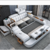 Conjunto de Móveis de Quarto Moderno Cama King em Couro Genuine Multifuncional com Massagem, Carregador, Alto-falante e Armazenamento Inteligente - Imagem 2