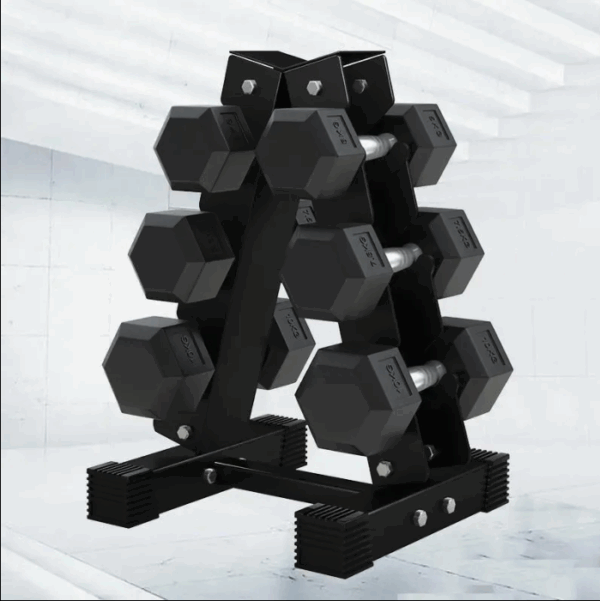 Conjunto de Halteres Hexagonais de Ferro Personalizáveis a Preço Baixo para Equipamentos de Fitness em Academia Comercial, Conjunto de Halteres Hex com Revestimento de Borracha Preta