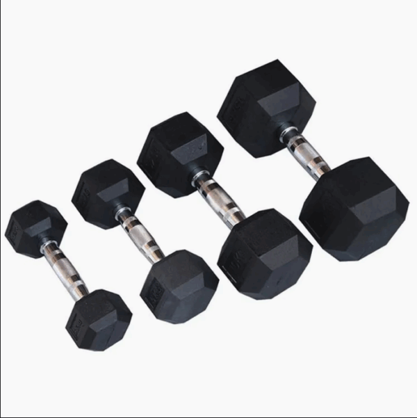 Conjunto de Halteres Hexagonais de Ferro Personalizáveis a Preço Baixo para Equipamentos de Fitness em Academia Comercial, Conjunto de Halteres Hex com Revestimento de Borracha Preta - Imagem 3