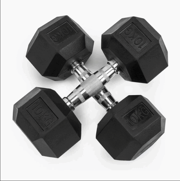 Conjunto de Halteres Hexagonais de Ferro Personalizáveis a Preço Baixo para Equipamentos de Fitness em Academia Comercial, Conjunto de Halteres Hex com Revestimento de Borracha Preta - Imagem 4