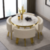 Conjunto de mesa de jantar de metal dourado de luxo moderno com 4 cadeiras Restaurante Qualidade Marble - Imagem 2