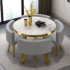 Conjunto de mesa de jantar de metal dourado de luxo moderno com 4 cadeiras Restaurante Qualidade Marble - Imagem 3