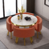 Conjunto de mesa de jantar de metal dourado de luxo moderno com 4 cadeiras Restaurante Qualidade Marble - Imagem 4