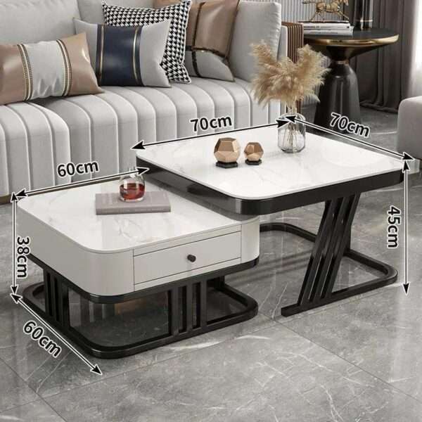 Home Furniture Mesa De Cafe Com Prateleira De Armazenamento Ajustável Fácil Montagem Mesa Central - Imagem 9