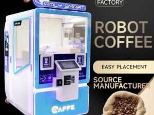 Máquina de venda inteligente, máquina inteligente totalmente automática para negócios robô máquina de venda de grãos de café com preços operados com cartão