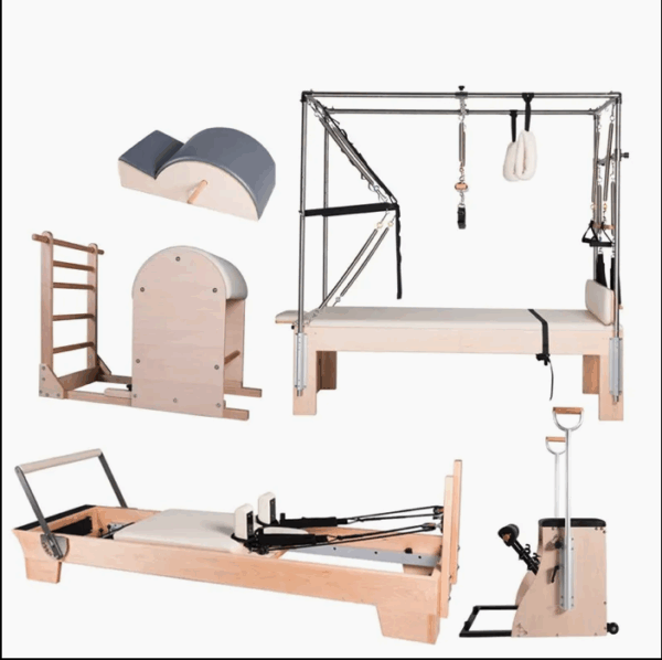 Cama Reformer de Pilates de Estúdio em Madeira para Uso Comercial com Torre de Trapézio
