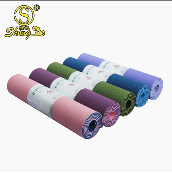 Fábrica Personalizada Atacado Academia Ecológica Camada Dupla de Cor Exercício Antiderrapante Tapete de Yoga em Espuma TPE - Imagem 3