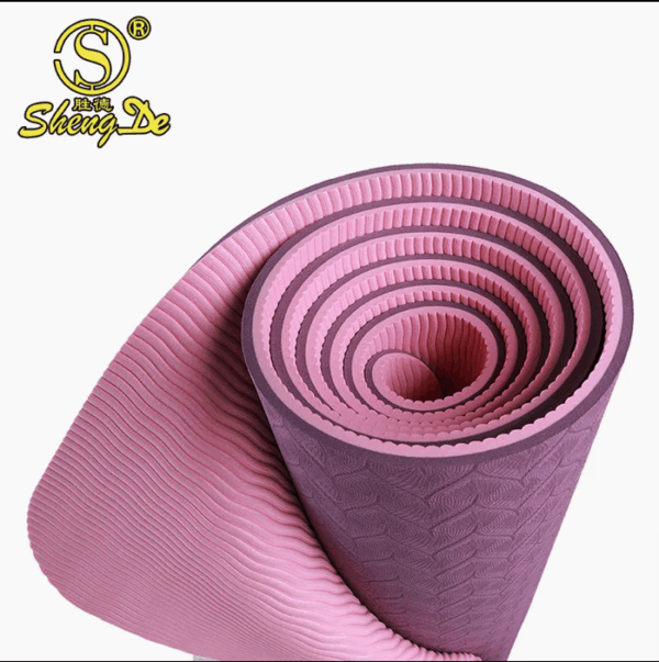 Fábrica Personalizada Atacado Academia Ecológica Camada Dupla de Cor Exercício Antiderrapante Tapete de Yoga em Espuma TPE - Imagem 6