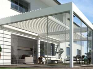 Pergola Bioclimática de Alumínio Motorizada Retrátil Elétrica Impermeável com Revestimento em PVC para Jardim - Hot Sale