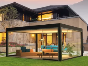 Pérgola Exterior De Alumínio Impermeável Com Porta De Vidro YOUYA O Fabricante Personalizado metro quadrado