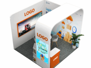Personalizado estande de exposição portátil 3 x 3 metros com fundo em tecido tensionado para equipamentos de feira comercial