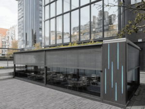 YOUYA Edifício Personalizado Metal Impermeável Painel Solar Pergola Em Pó Revestido De Alumínio Pergola Bioclimatic Solar Pergola