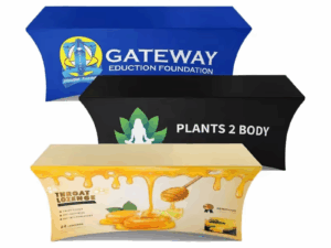 Logotipo personalizado Equipado Cobertura De Mesa 4ft 6ft 8ft Toalha De Mesa Hotel Banquete Exposição Decoração Trade Show Toalha De Mesa