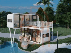 Casa Moderna de Maçã com Vidro Acessível Escritório Móvel Cápsula Prefabricada Modular Cafeteria Bar Hotel de Férias Casa Contêiner com Alta Qualidade