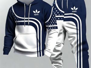 Conjunto de Roupas 3D Impressas de Luxo Leve para Homens, Design Artístico Criativo, Estilo Harajuku, Moletom com Capuz e Calça, 2 Peças, 2025, Moderno, Juste, Slim