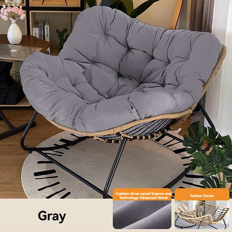 Cadeira de Balanço Reclinável Confortável Kanepe de Rattan com Encosto Ajustável e Estofamento para Sala de Estar, Sofá ou Villa