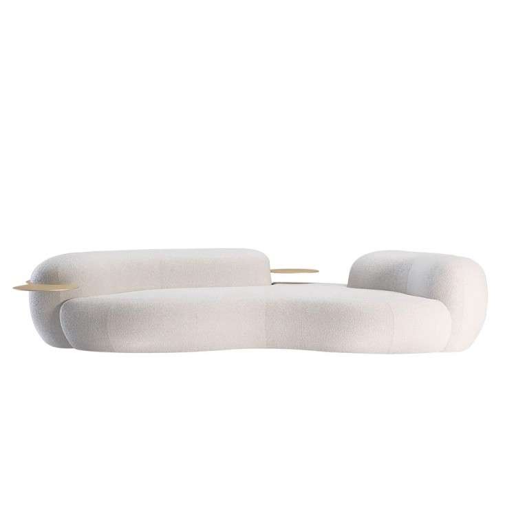 Sofá Curvo de Design Nórdico Criativo em Veludo Cordeiro Premium, Estilo Moderno Minimalista para Sala de Estar - Imagem 2