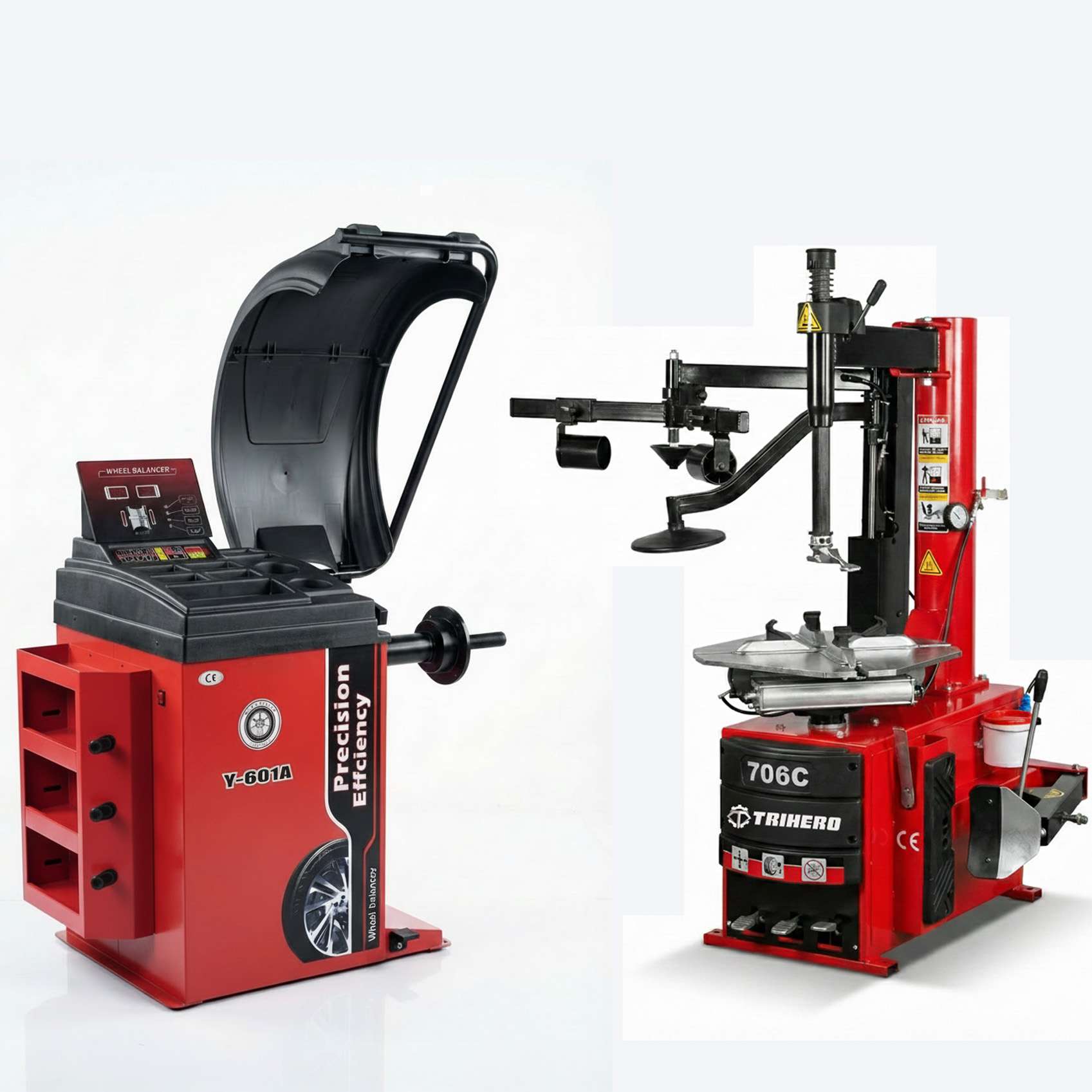 Trihero 2026 Novo Equipamento Profissional para Serviço Automotivo Preço Direto de Fábrica Design Aprimorado Combo Trocador de Pneus e Balanceador de Rodas