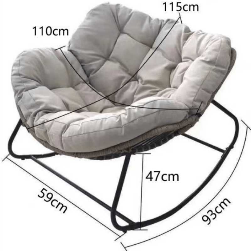 Cadeira de Balanço Reclinável Confortável Kanepe de Rattan com Encosto Ajustável e Estofamento para Sala de Estar, Sofá ou Villa - Imagem 5