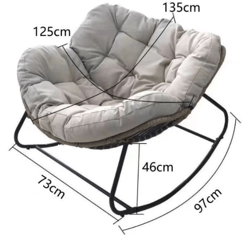 Cadeira de Balanço Reclinável Confortável Kanepe de Rattan com Encosto Ajustável e Estofamento para Sala de Estar, Sofá ou Villa - Imagem 6